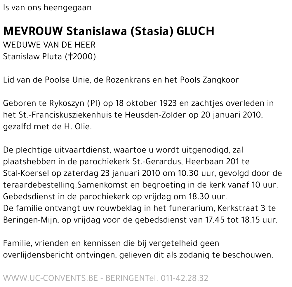 Stanislawa (Stasia) Gluch