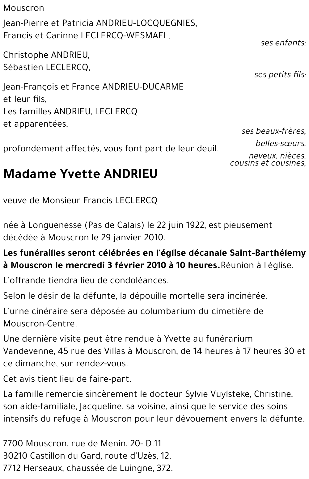 Yvette ANDRIEU