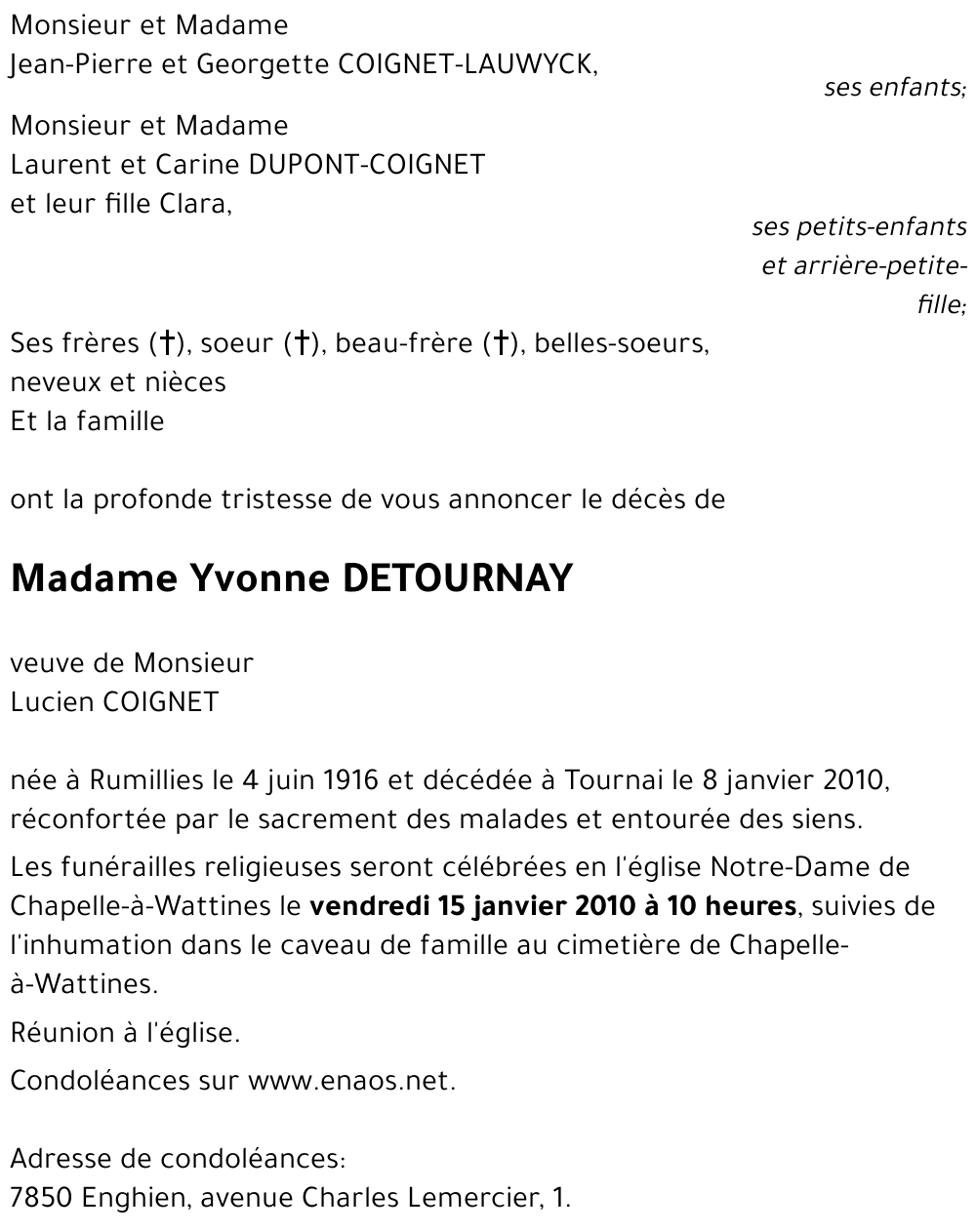 Yvonne DETOURNAY