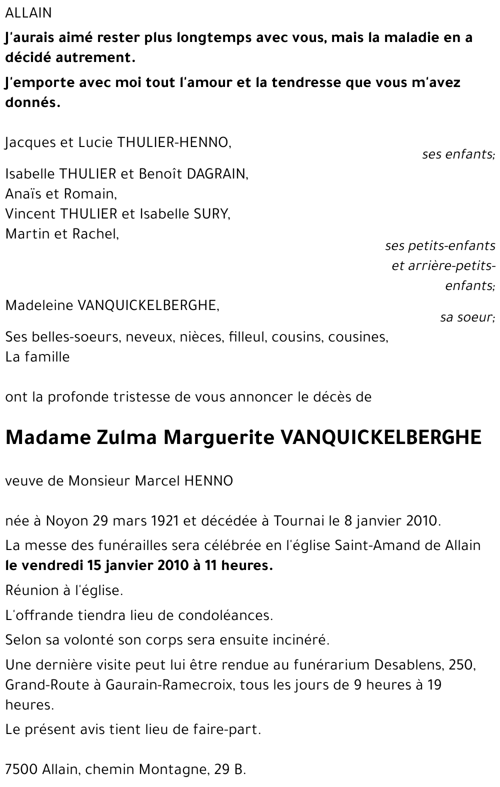 Zulma Marguerite VANQUICKELBERGHE