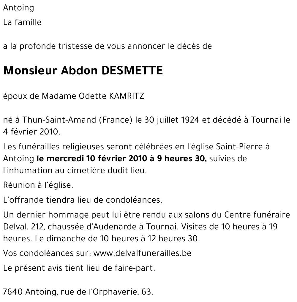 Abdon DESMETTE