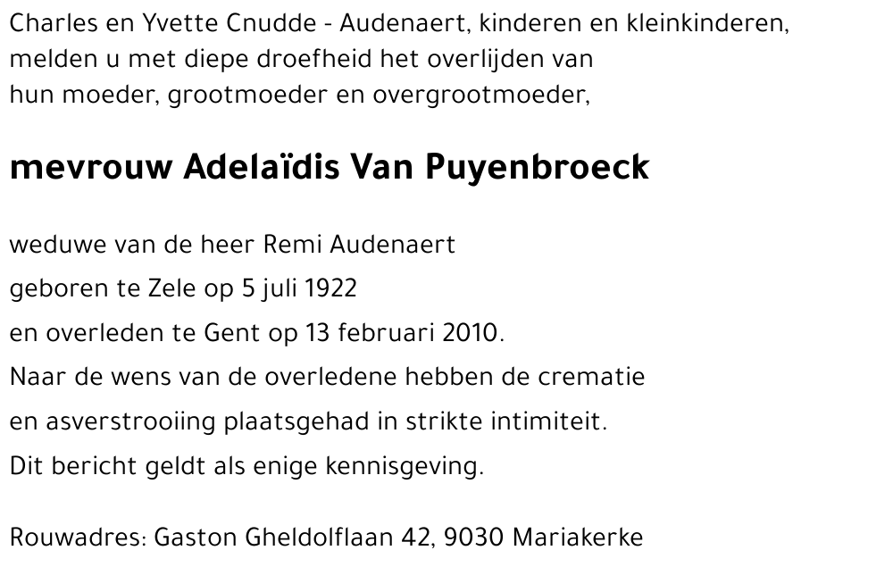 Adelaïdis Van Puyenbroeck