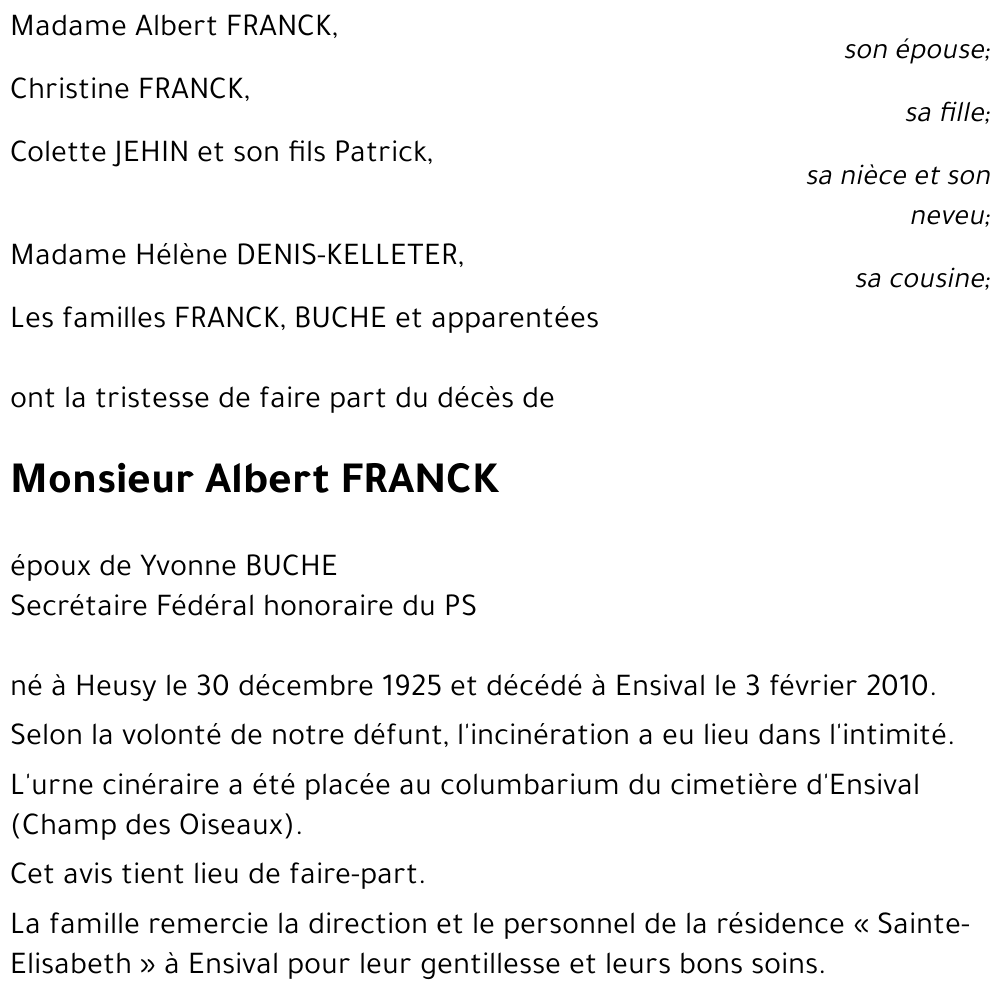Albert FRANCK