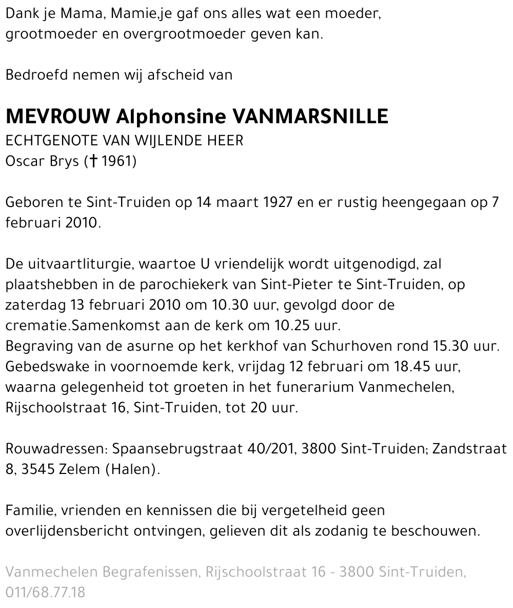 Alphonsine Vanmarsnille