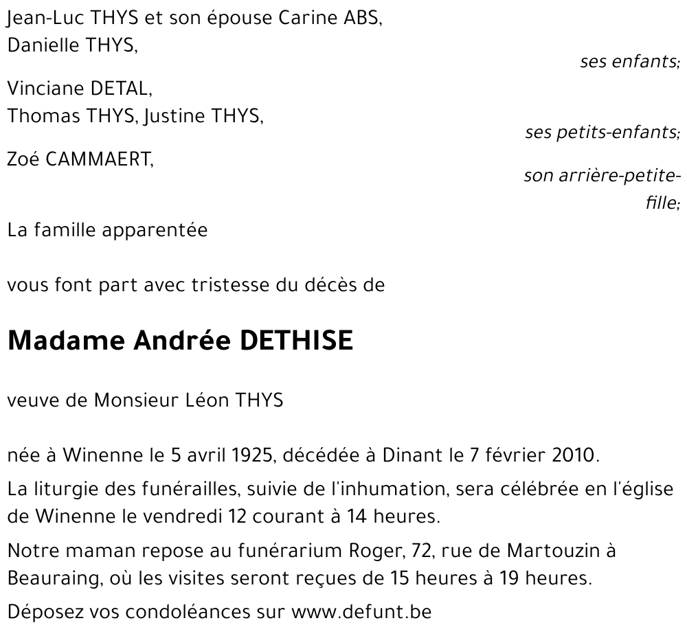 Andrée DETHISE