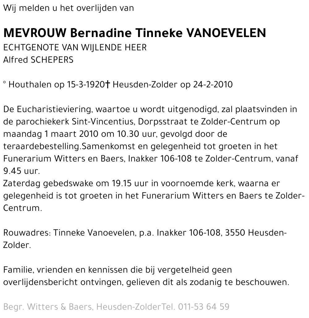 Bernardine Tinneke Vanoevelen