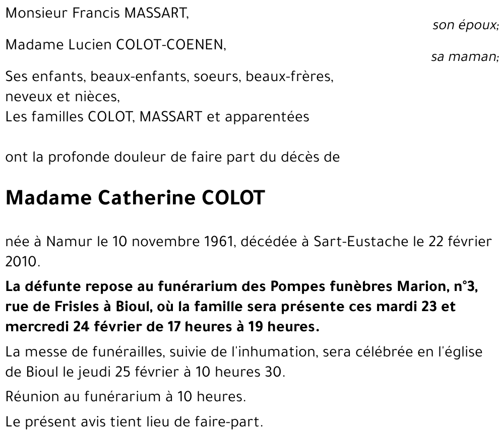 Catherine COLOT