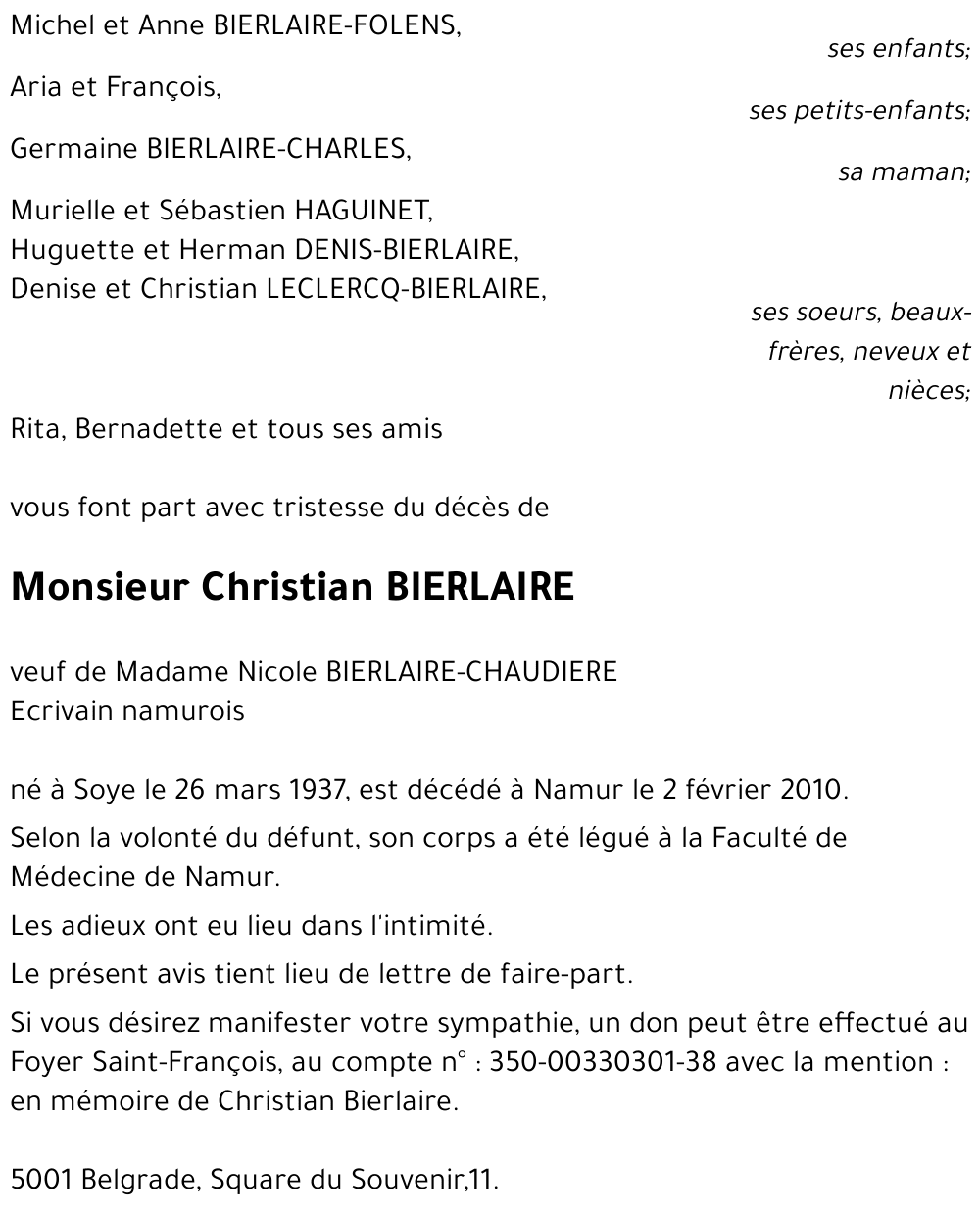 Christian BIERLAIRE