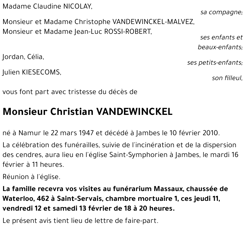 Christian VANDEWINCKEL