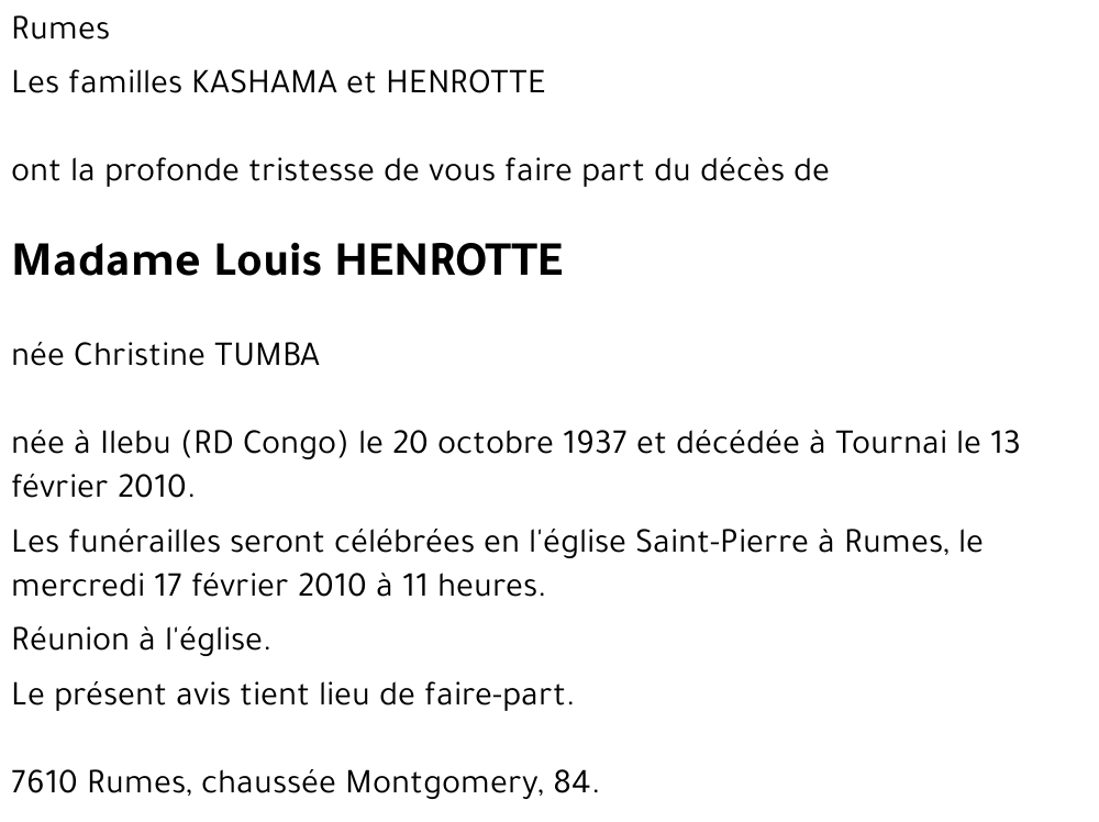 Christine TUMBA - KASHAMA