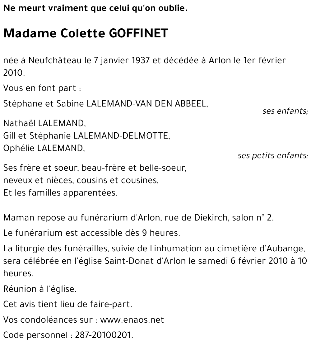 Colette GOFFINET