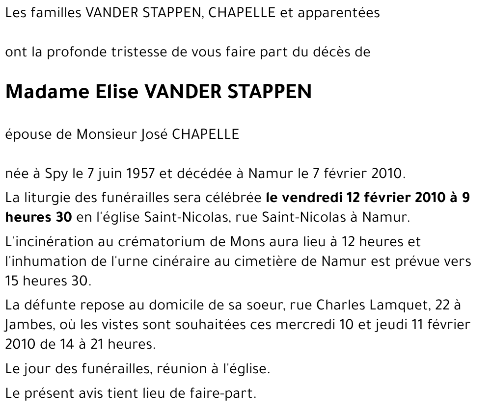 Elise VANDER STAPPEN