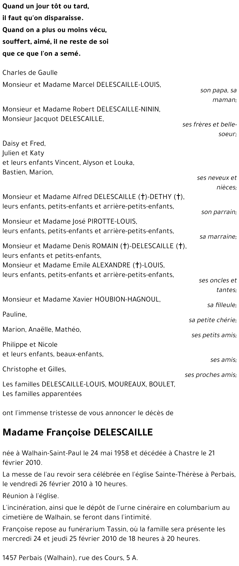 Françoise DELESCAILLE