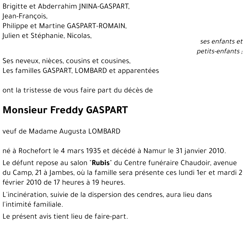 Freddy GASPART