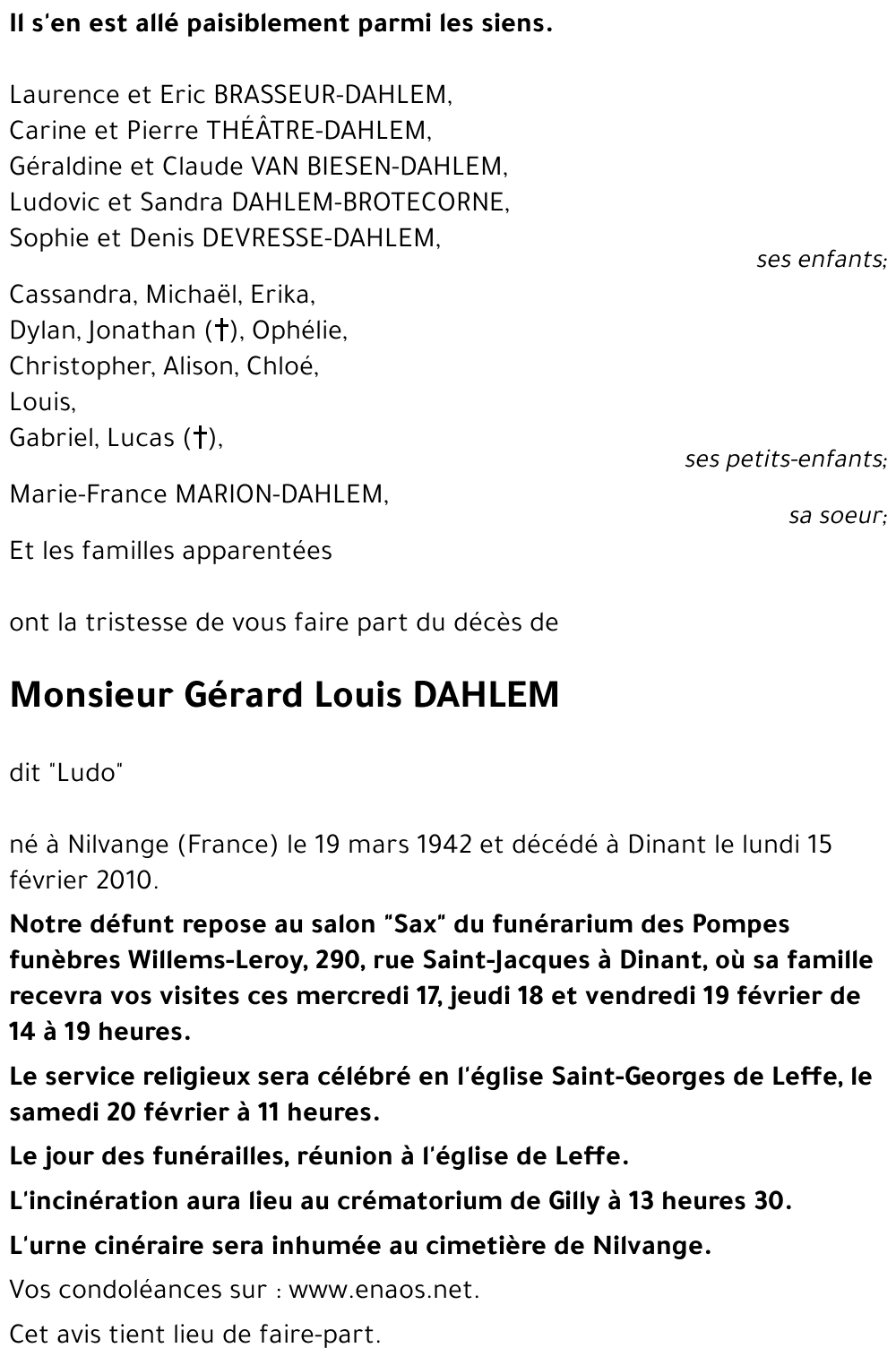 Gérard Louis DAHLEM