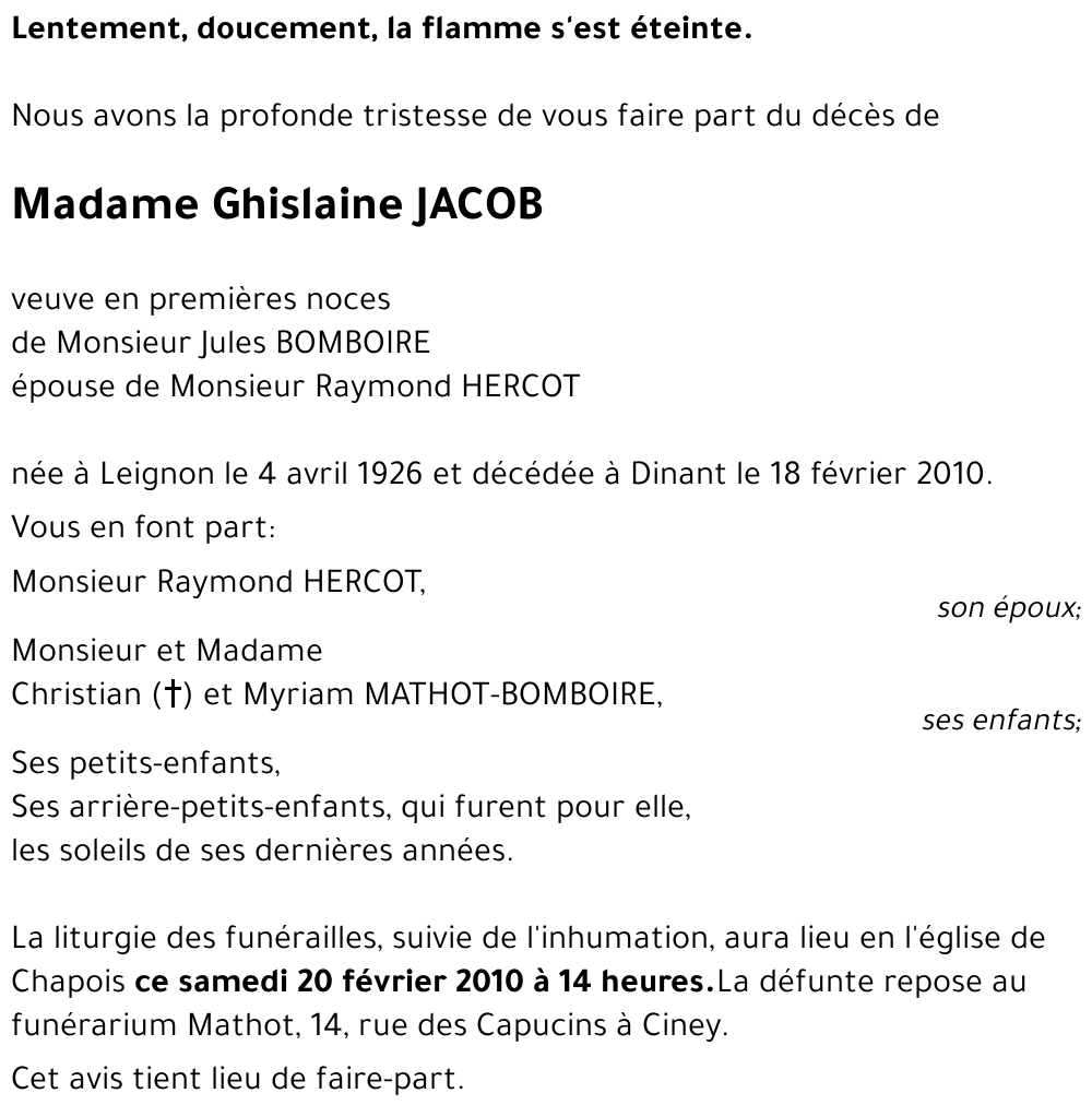 Ghislaine JACOB