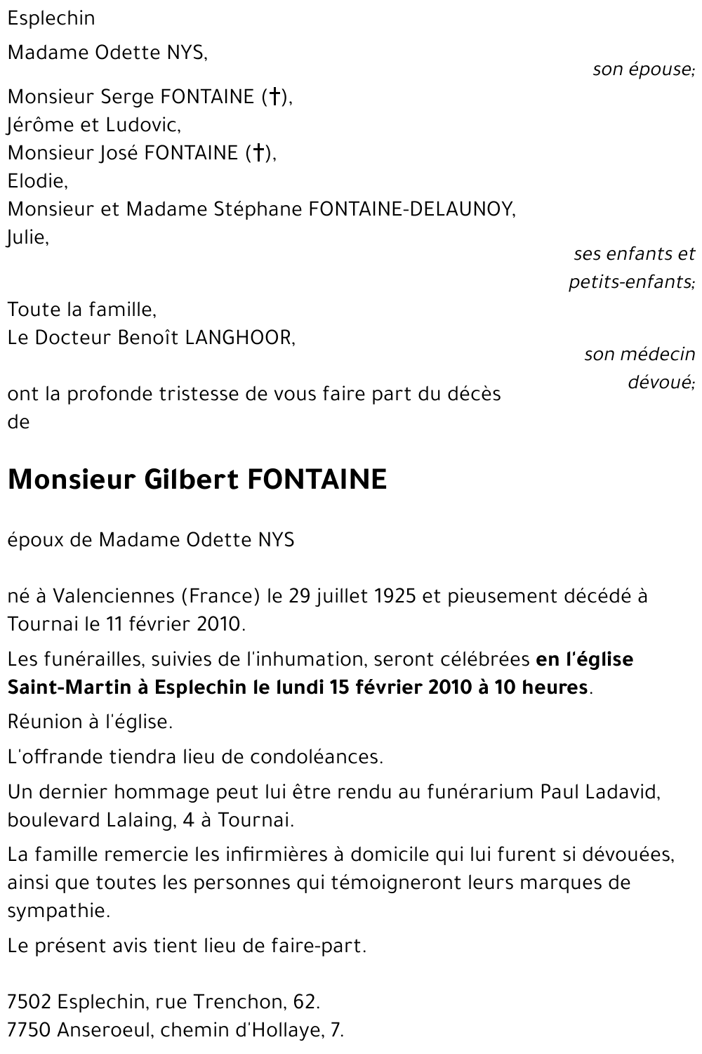 Gilbert FONTAINE