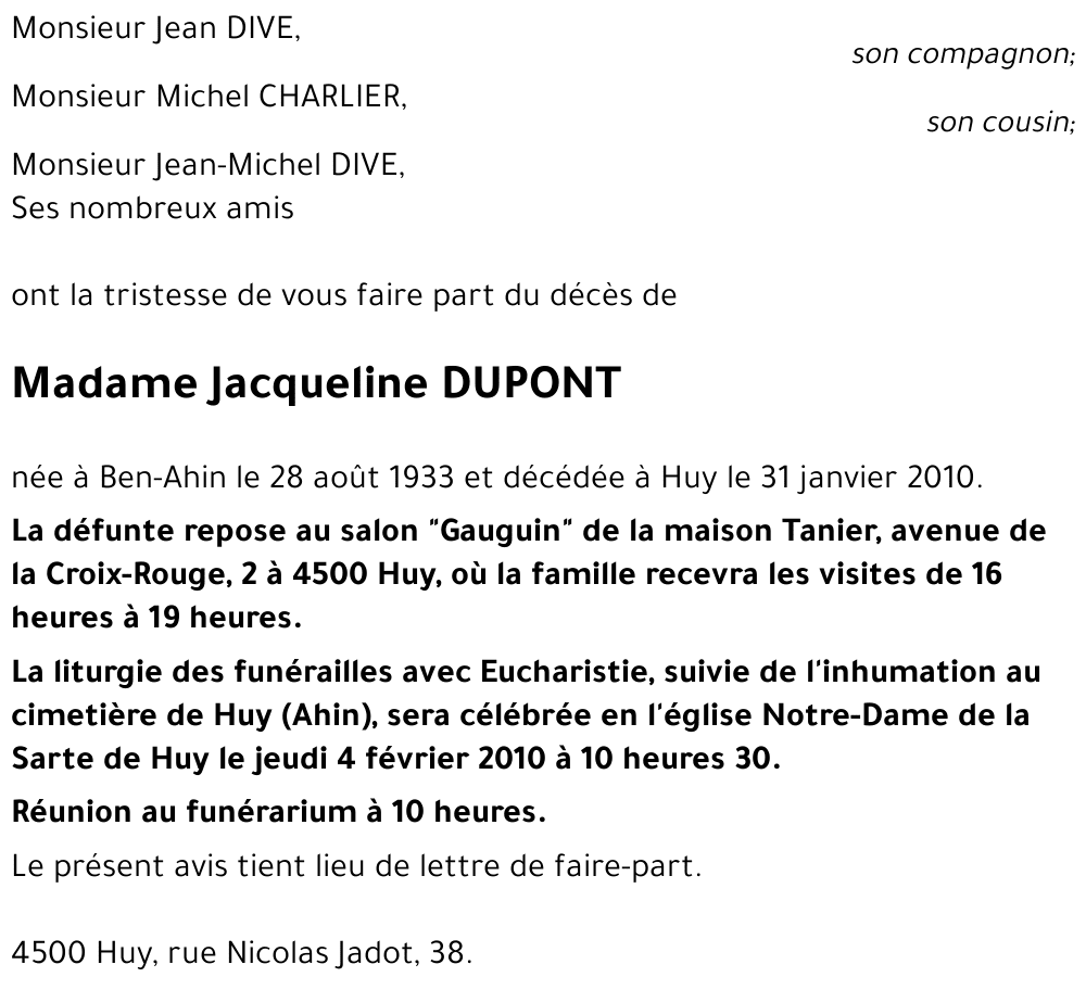 Jacqueline DUPONT