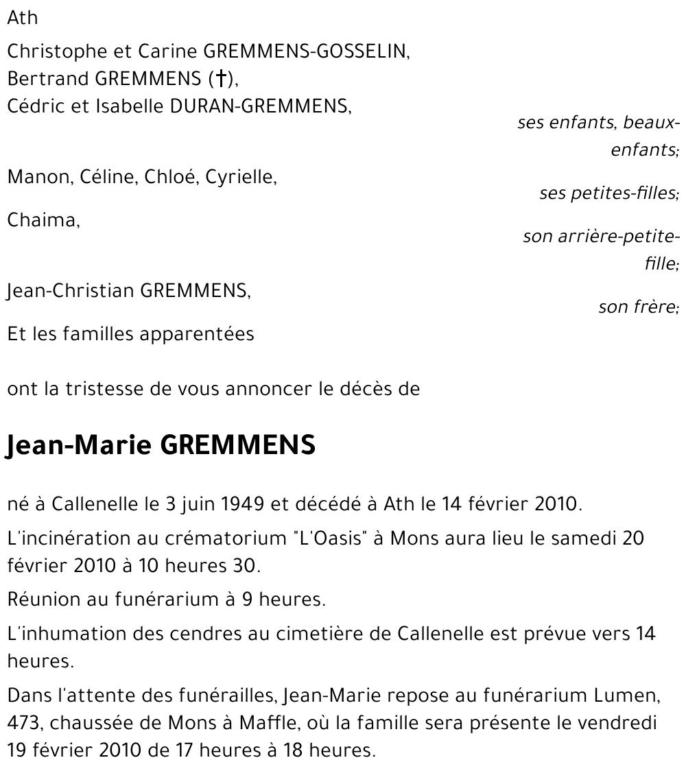 Jean-Marie GREMMENS