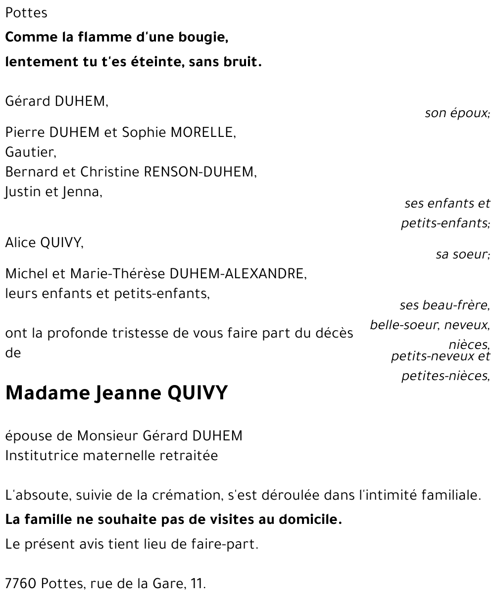 Jeanne QUIVY