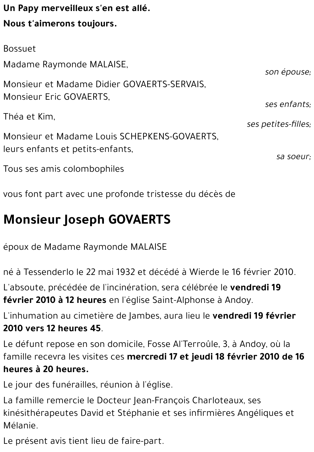 Joseph GOVAERTS