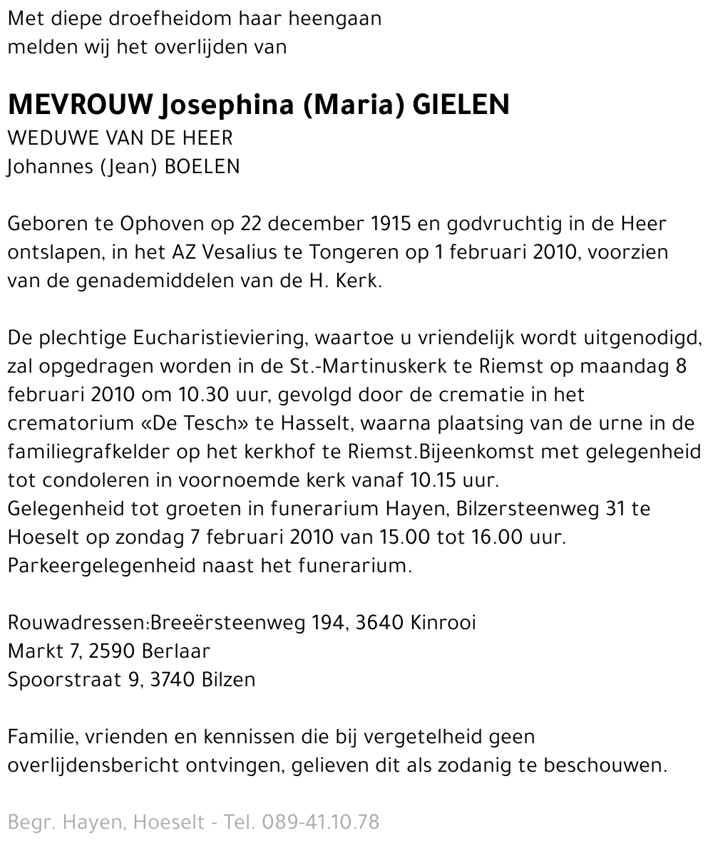 Josephina (Maria) Gielen