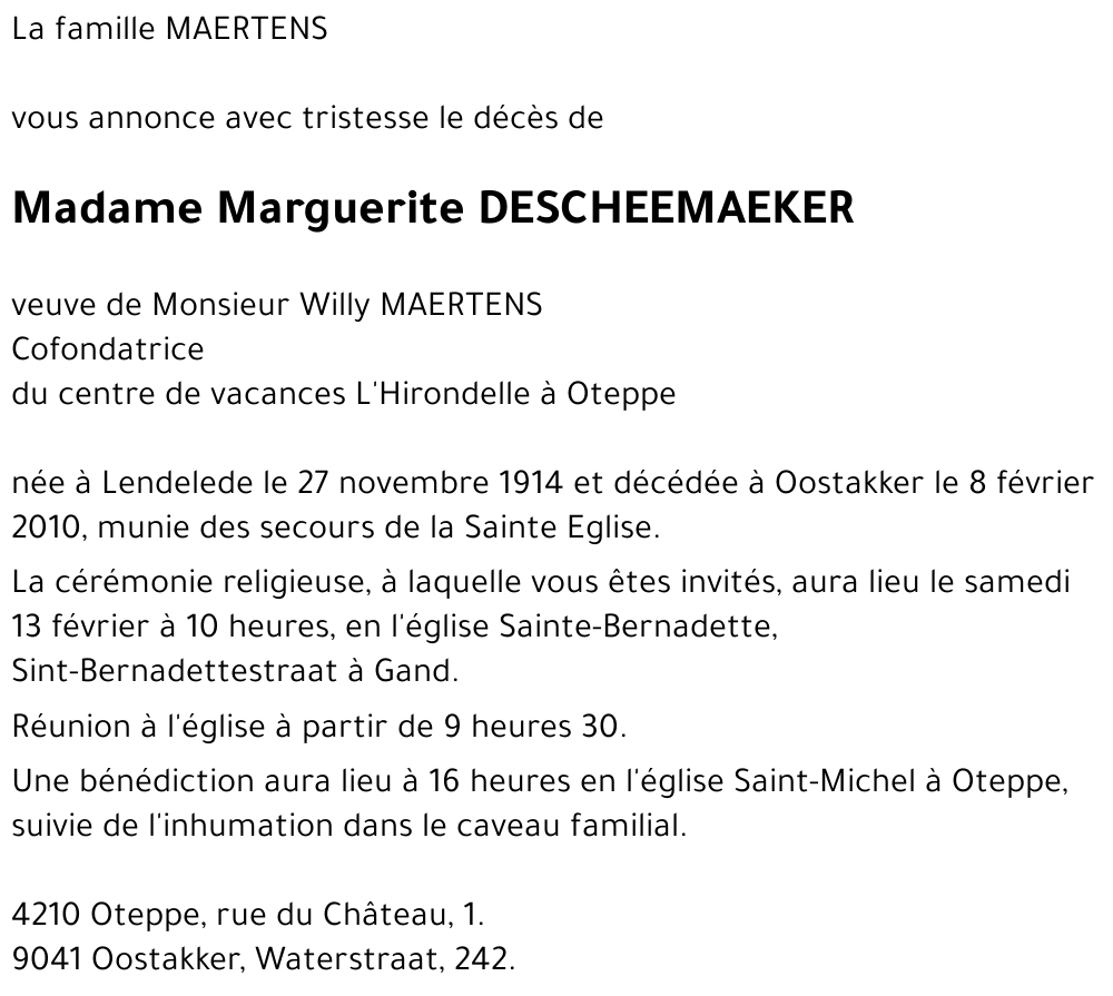 Marguerite DESCHEEMAEKER