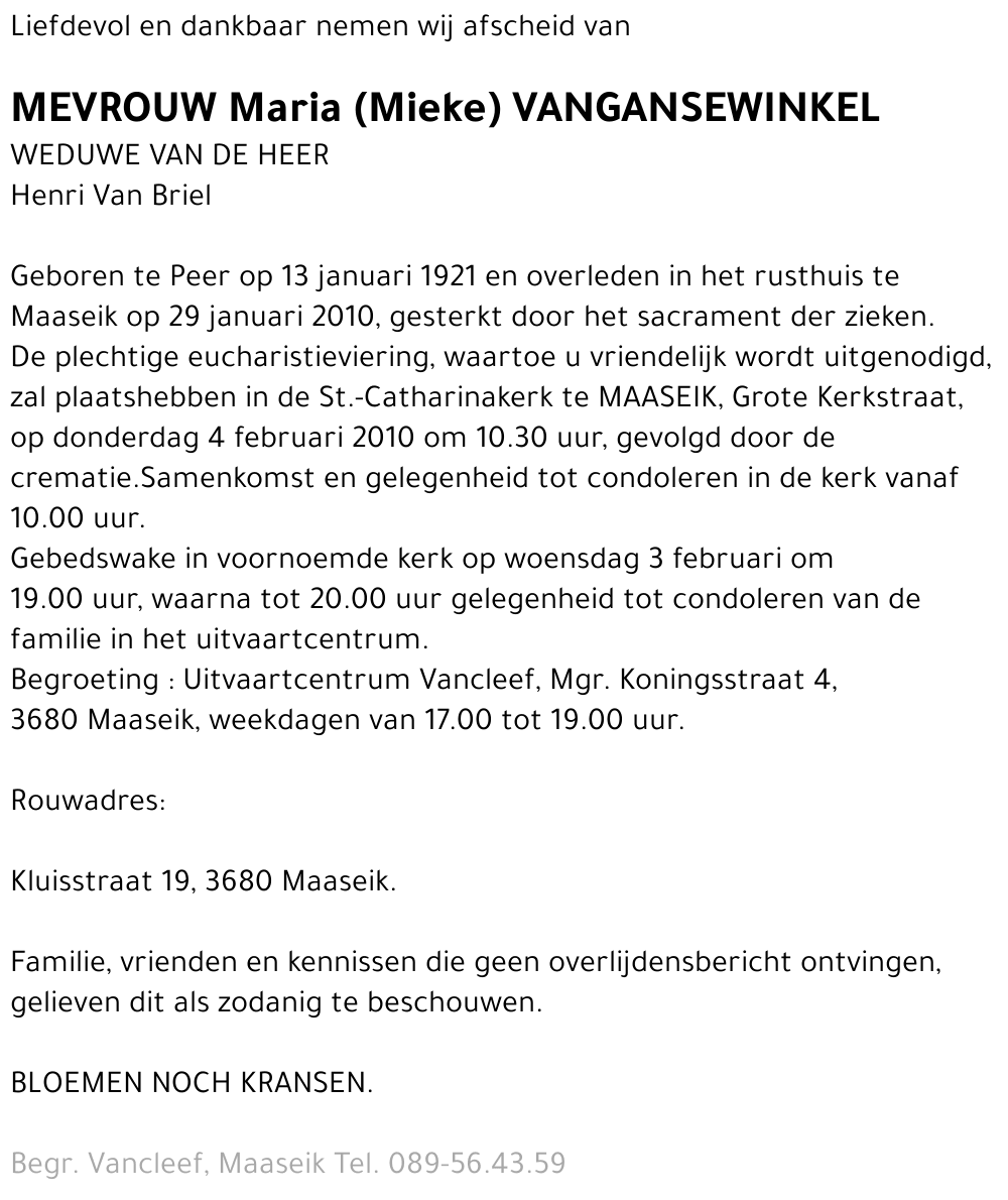 Maria Vangansewinkel