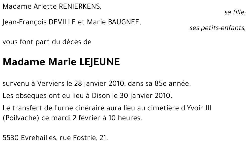 Marie LEJEUNE
