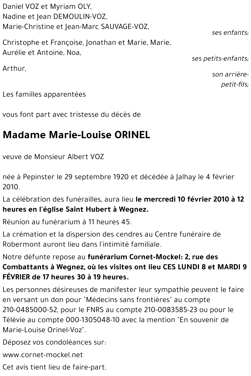 Marie-Louise ORINEL