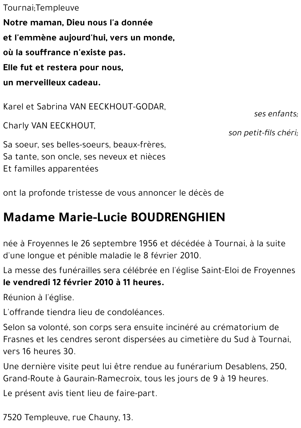 Marie-Lucie BOUDRENGHIEN