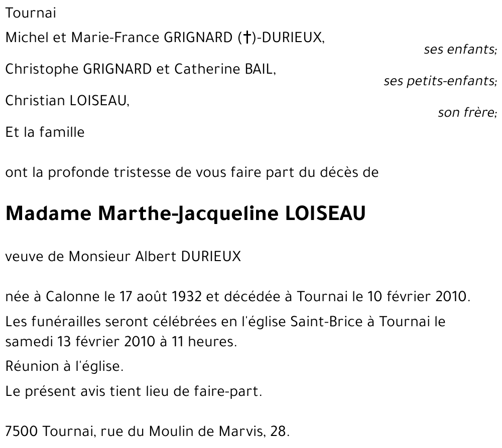 Marthe-Jacqueline LOISEAU