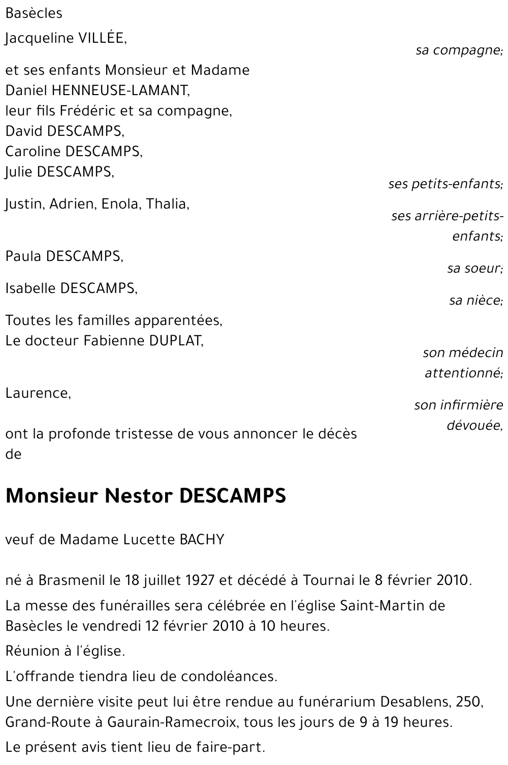 Nestor DESCAMPS