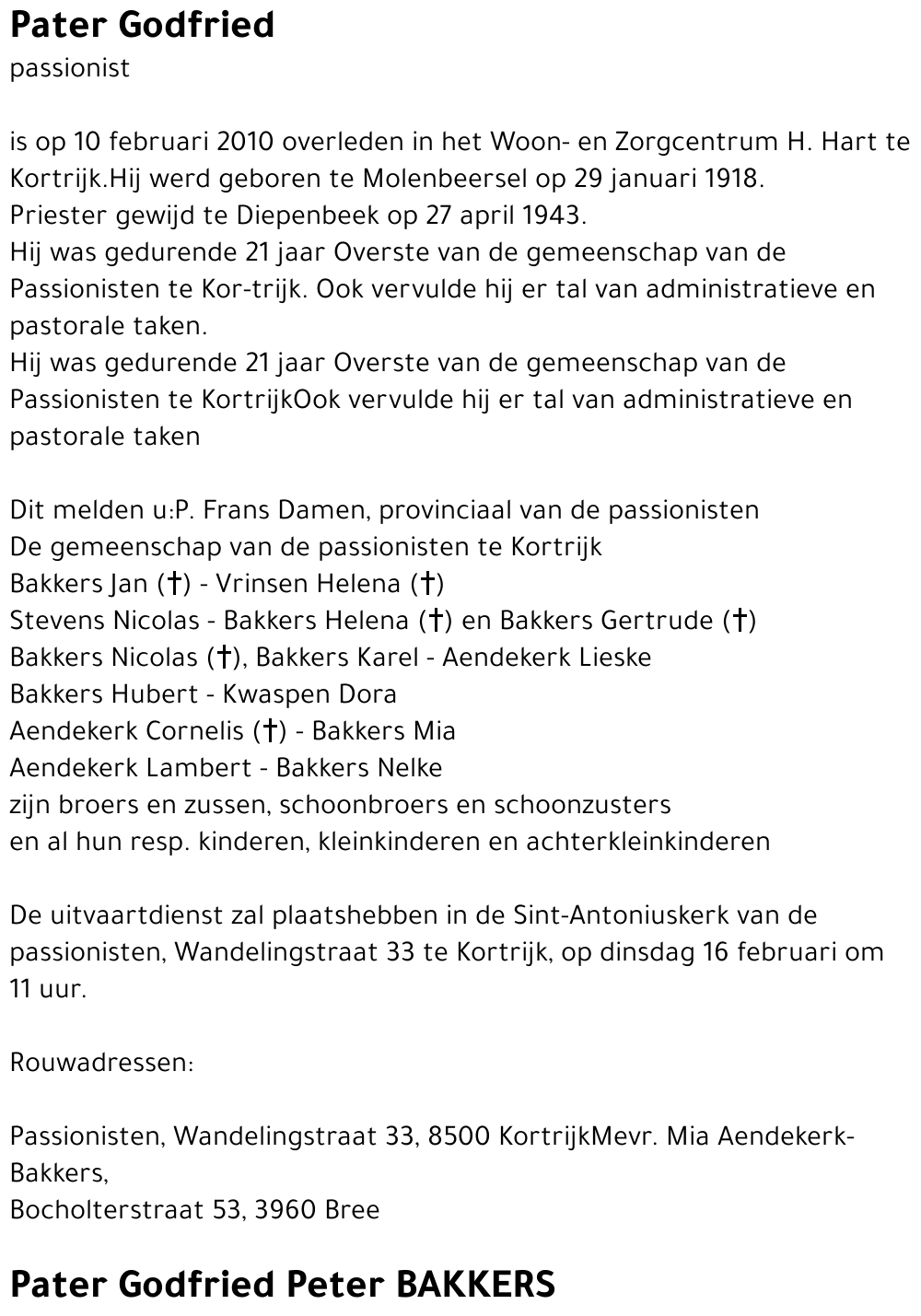 Pater Godfried - Peter Bakkers