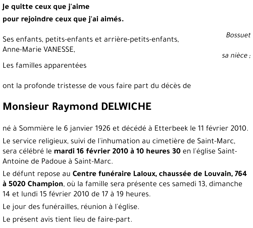 Raymond DELWICHE