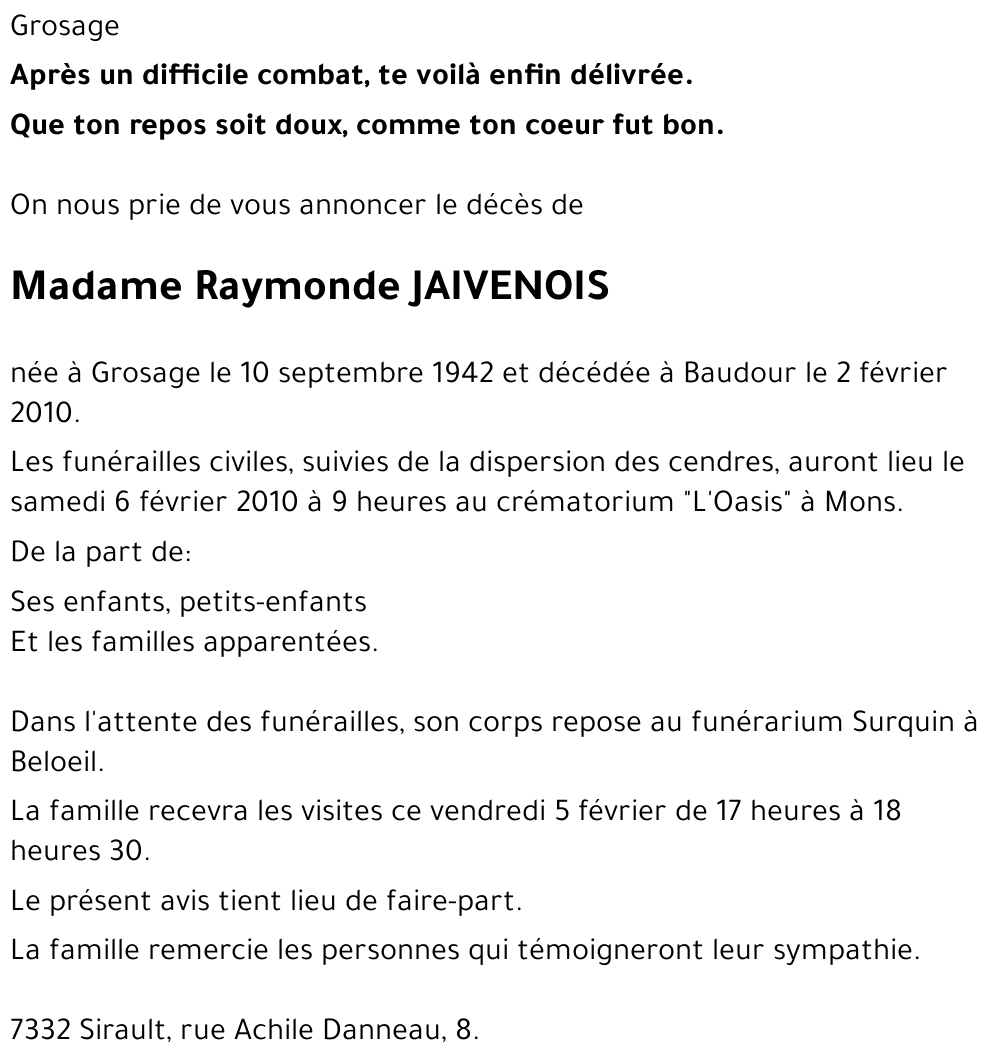 Raymonde JAIVENOIS