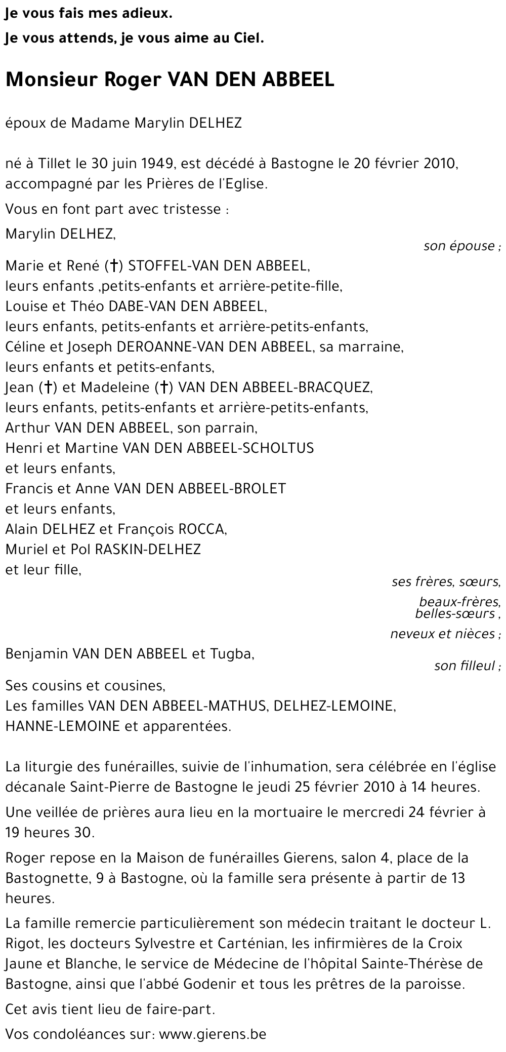 Roger VAN DEN ABBEEL