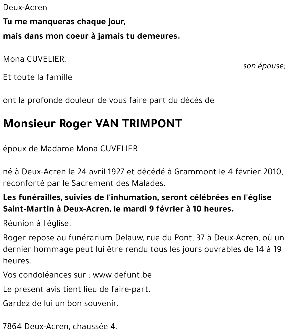 Roger VAN TRIMPONT