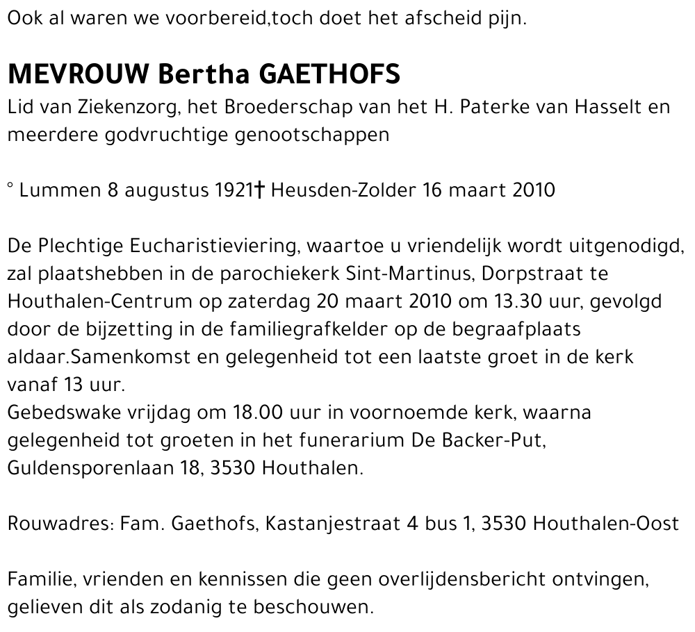 Bertha GAETHOFS