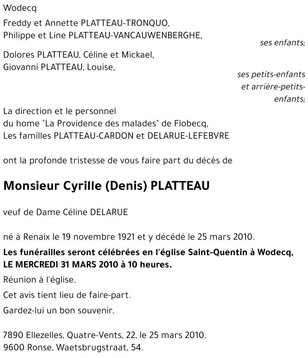 Cyrille (Denis) PLATTEAU