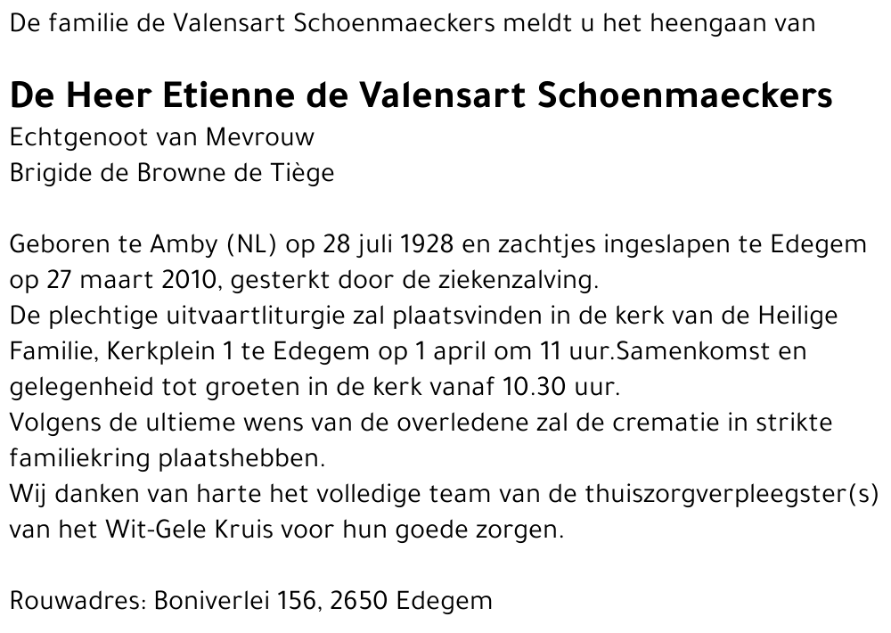 Etienne de Valensart Schoenmaeckers