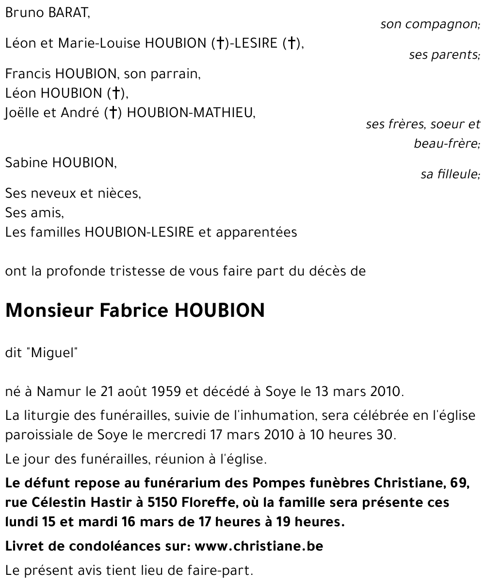 Fabrice HOUBION