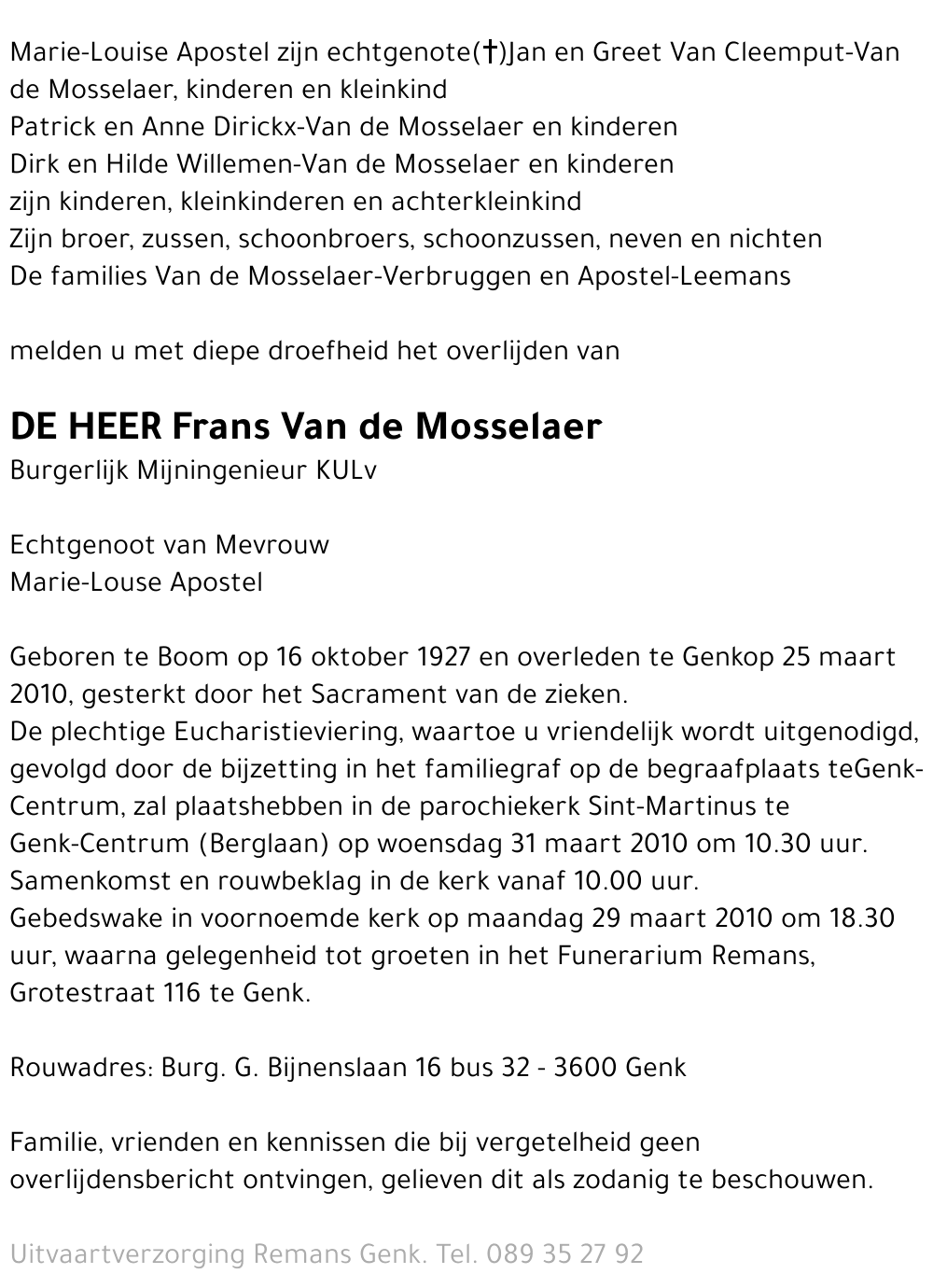 Frans Van de Mosselaer