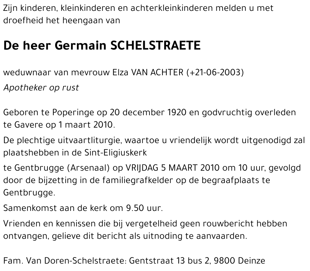 Germain SCHELSTRAETE