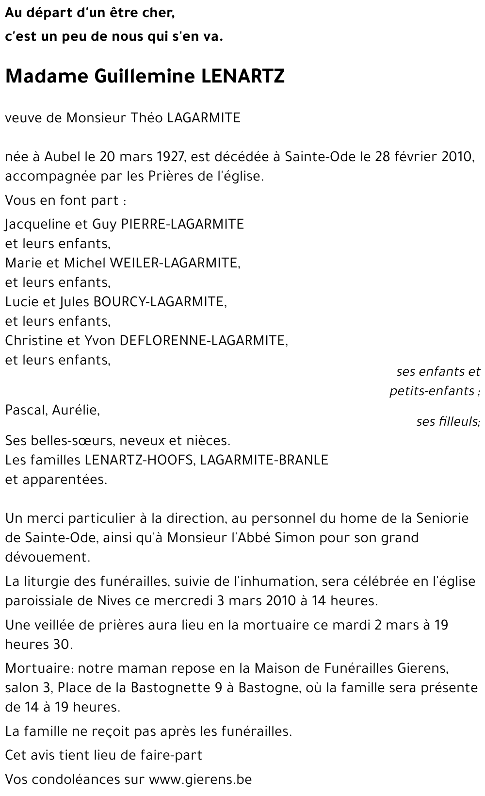 Guillemine LENARTZ