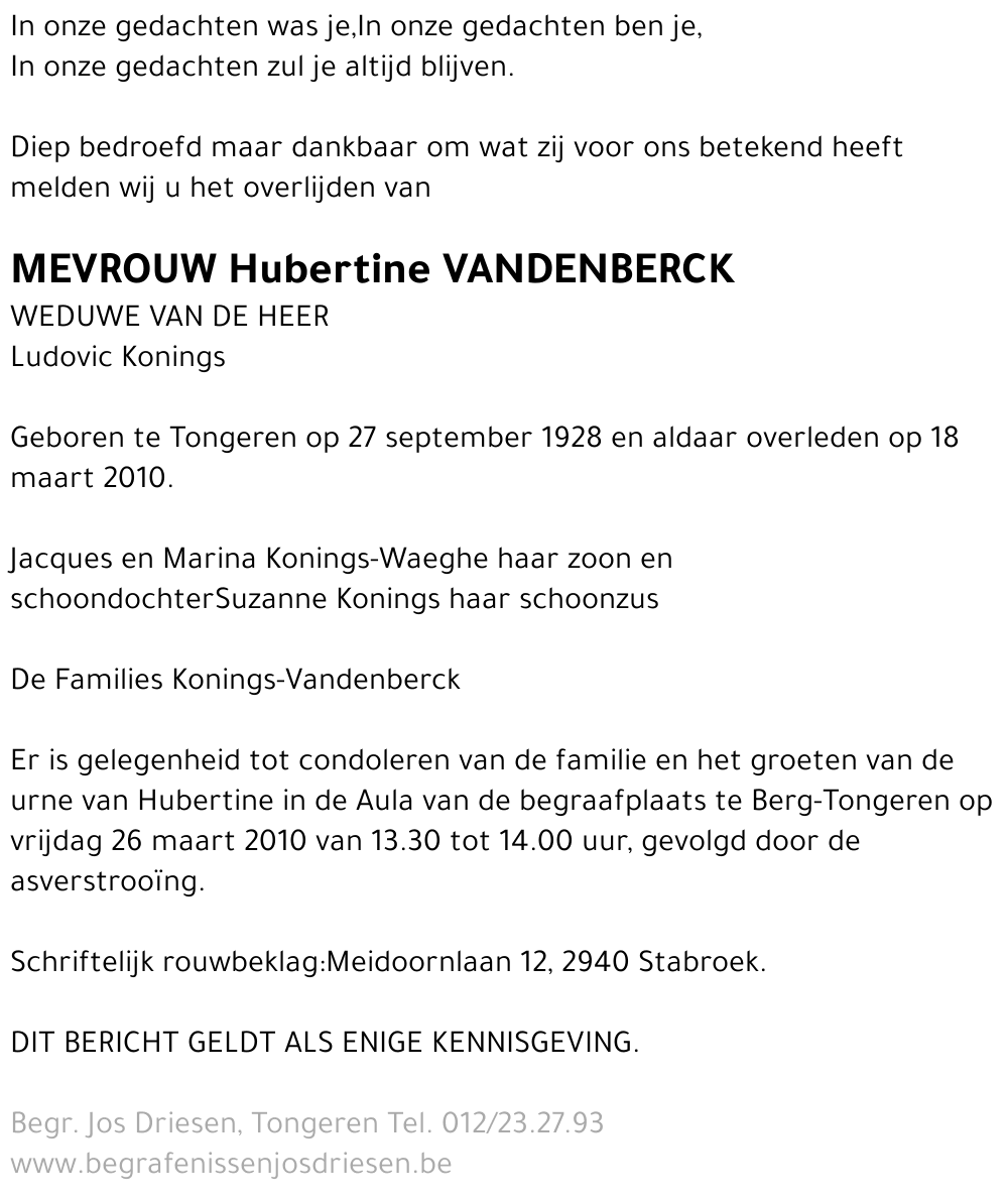 Hubertine Vandenberck