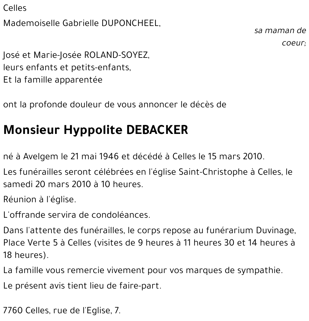 Hyppolite DEBACKER