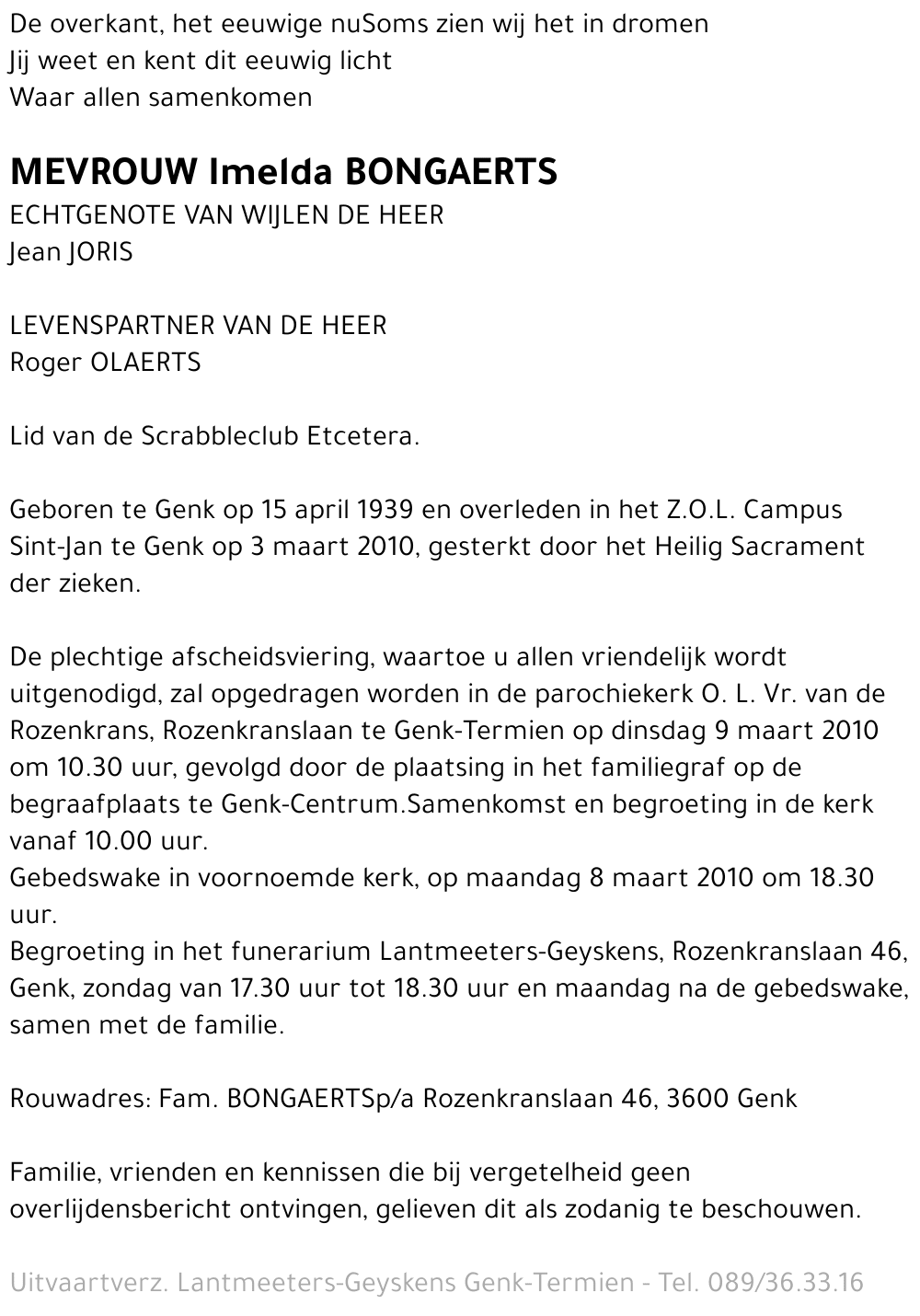 Imelda BONGAERTS