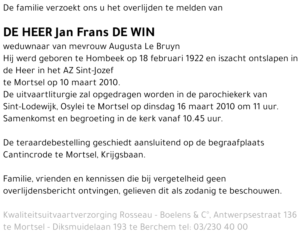 Jan Frans De Win