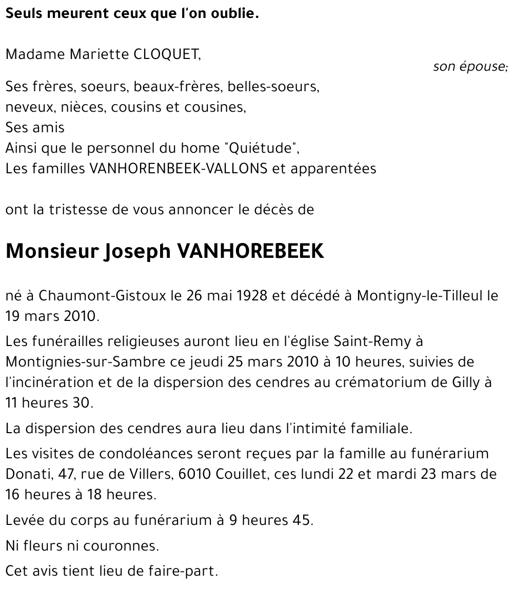 Joseph VANHOREBEEK